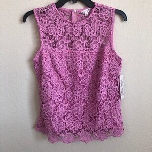 Nanette Lepore Top Sleeveless Lilac Floral Lace Tank Classic Trendy NWT